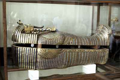 A picture of an Egyptian mummy.